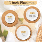 6 Pack Rattan Round Placemats, 13 Inch Woven Table Mats - Image 3