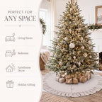 48 Inches Striped Christmas Tree Skirt Vintage Ruffle Decor, Brown - Image 4