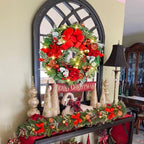 6ft Pre-lit Garland,red Gold Christmas Decorated Garland with 30 LED Light String,Indoor Outdoor Xmas Decorations on Mantle Fireplace Front Door, Christmas Stairs Decor Battery Operated with Timer - Image 2