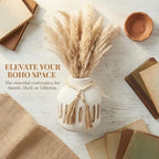 Handmade Wooden Vase with Decorative Beads and Tassels - Image 4