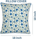 Ridhi Block Print Queen Blue Pillow Cover 18" x 18" (Pack of 2) Decorative Couch Pillows for Living Room, Farmhouse Chic Boho Cute Outdoor Pillows Covers Gifts for Spring, Mother's Day - Image 4
