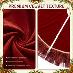 Velvet Christmas Tree Skirt, 48 Inches, 2-Tier Tassels, Red - Image 4