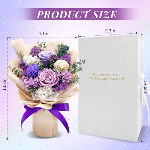 QOEAZY Flowers for Delivery, Preserved Flowers Bouquet with Gift Box, Rose Gifts for Women Mom Grandma - Image 4