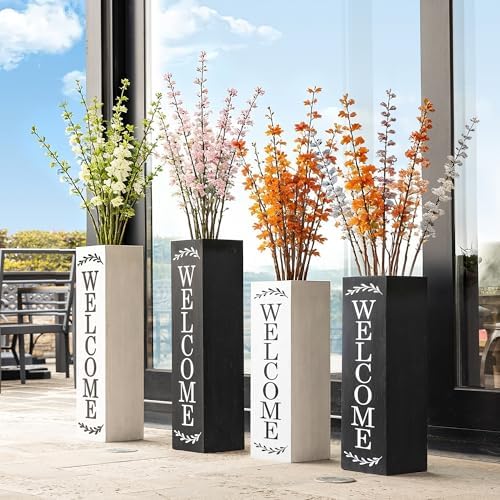 Glitzhome 24"H Wooden Welcome Sign, Rustic Farmhouse Double-Sided Box-Shaped "WELCOME PORCH" Sign, Outdoor Front Door and Courtyard Decoration（White） - Image 7