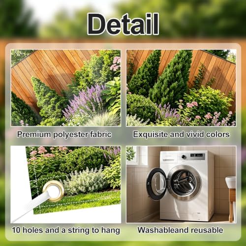 ANNA QUEEN 7x16 ft Garage Door Banner,Reusable Large Outdoor Backdrop for Tropical,Patriotic,Graduation and Christmas Party Decorations (Garden Privacy) - Image 6