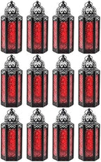 Vela Lanterns Decorative Indoor Moroccan Candle Holder, Red, M, 12-Pack by VelaCandleLanterns