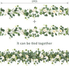TOCHGREEN 4 Pack Artificial Eucalyptus Flower Garland with White Roses - Image 5