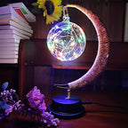 LED Decorative Enchanted Lunar Lamp with USB Power,Table Lamp Lunar Crescent Ramadan Lamps Bedside Night Lights Gifts Suitable for Christmas Birthday 5.5 * 5.1 * 11inch（Round Ball Color） - Image 4