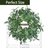 20"-22“ Green Eucalyptus Wreaths for Front Door with White Berries – Lifelike Spring, Summer, and Winter Wreath for Farmhouse Front Porch, Window, Door Decor - Image 3
