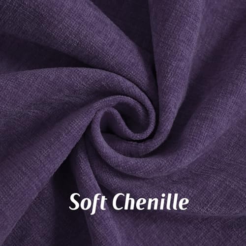 FUTEI Pack of 2 Chenille Throw Pillow Covers 20x20 Inch, Purple - Image 2