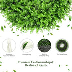 24" Boxwood Wreaths for Front Door – Large Boxwood Wreath with Sash - Image 4