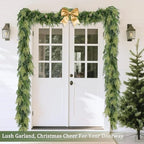 Extra Thick&Lush - 6Ft by 12 Inch Artificial Garland Norfolk Pine Garland, Real Touch Cedar Garland, Realistic Soft 120 Branch Tips Pine&Cedar Faux Greenery Cypress Garlands for Mantle Outdoor Indoor - Image 3