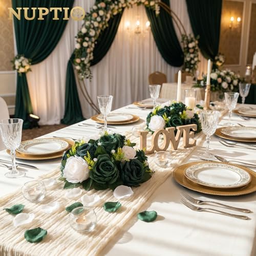 NUPTIO Green Flower Ball Centerpieces: Artificial Rose for Table, 9.4 Inch - Image 2