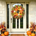 Fall Wreaths for Front Door, 24 Inch Autumn Wreath Luxury Harvest and Thanksgiving Indoor & Outdoor, Fall Door Wreath with Dahlias, Sunflowers,Peony&Pumpkins, Fall Wreath for Outdoor Wreaths - Image 6