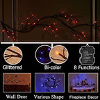 Hairui Lighted Halloween Garland with 48L Orange and Purple Bi-Color LED Lights 8 Functions, Black Glittered Garland Lights Battery Operated 6FT for Indoor Outdoor Halloween Party Decoration - Image 2