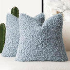 Foindtower Decorative Fuzzy Faux Fur Throw Pillow Covers 24x24 Misty Blue by Foindtower