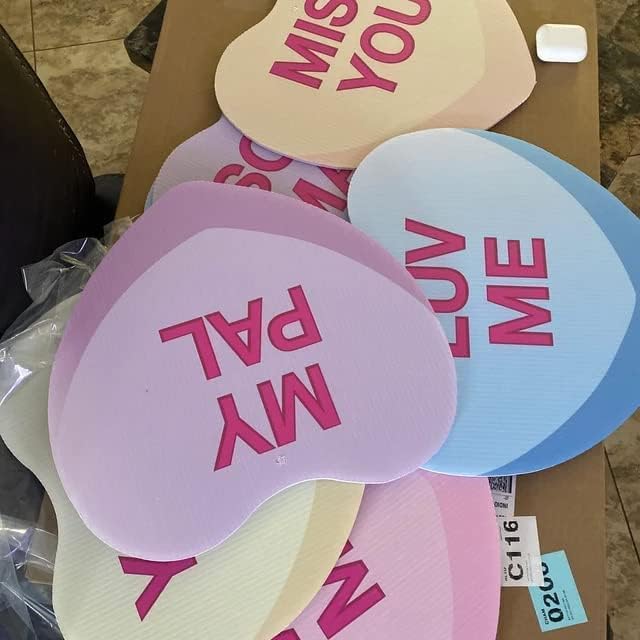 VictoryStore Valentine's Yard Decorations Hanging Candy Hearts, Outdoor Valentine's Day Decorations, 12372 Set of 9 Corrugated Plastic Hearts - Image 2