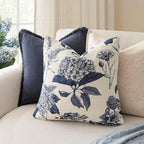 Foindtower Set of 2 Linen Floral Vintage Throw Pillow Covers Neutral Accent Print Decorative Cozy Cushion Covers Farmhouse Boho Home Decor for Sofa Chair Couch Bed Living Room,20×20 Inch,Navy Blue - Image 4