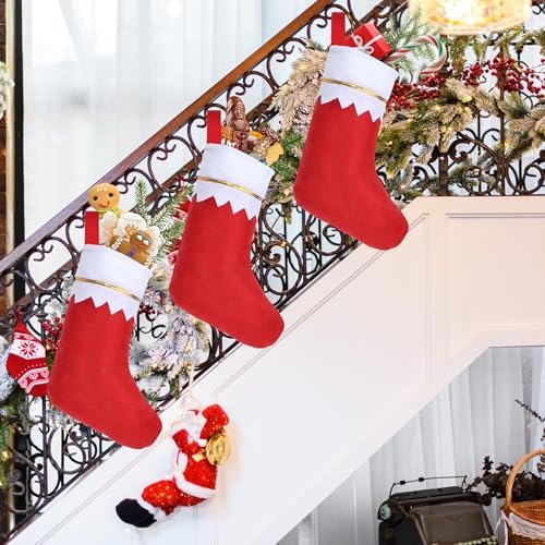 40 Pcs 17" Felt Christmas Stocking Bulk, Red Christmas Socks Bulk with White Cuff Golden Trim, Christmas Hanging Ornaments Xmas Decoration for Mantel Door Window Holiday Home Décor - Image 6
