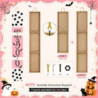 Pinkunn Pink Halloween Boo Porch Decor 47.2" Wood Sign with Large Bow - Image 2