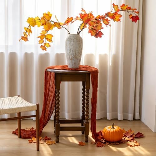 6Pcs Fall Table Runner Terracotta Cheesecloth Thanksgiving Home Decorations by KEKETOARRANGE