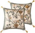 ISAENNE Vintage Linen Square Throw Pillow Cover,Set of 2,18"x18"-Murad A by Isaennehomedecoration