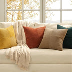 MIULEE Fall Green Rust Throw Pillow Covers 20x20 Inch Set of 4 Boho Farmhouse Soft Corduroy Striped Cushion Cases Decorative Color-Clash Home Decor for Couch Sofa Living Room Bed - Image 2