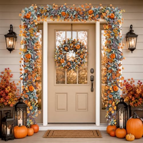 Waipfaru 2 Pcs Fall Eucalyptus Garland Thanksgiving Vine for Fall Decor - Image 3