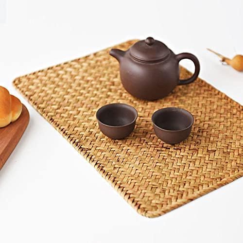 10 Pack Rectangular Woven Placemats, Rattan Wicker Table Mats, 17" x 12", Natural Seagrass Place Mats for Dining Table by YANGQIHOME