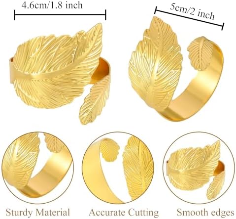 Set of 100 Leaf Napkin Rings Metal Gold Napkin Ring, Napkin Rings Bulk Dinner Banquet Serviette Decor, Dinning Table Setting for Thanksgiving Christmas Halloween Holiday Wedding Party - Image 2