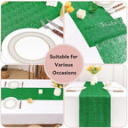 Sugargirl 10 Packs 12 x 72 inches Sequin Table Runner, Glitter Grass Green Table Runner for Birthday Party Supplies Wedding Holiday Celebration Event Decorations - Image 5