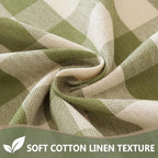 Green Gingham Round Tablecloth, Cotton Linen Texture, 60 Inch - Image 4