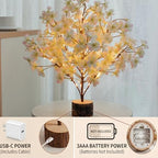 19'' Lighted Cherry Blossm Tree,Led Flower Tree Lamp with Timer, Artificial Bonsai Tree Battery or USB-C Operated for Bedroom Indoor Home Spring Summer Wedding Decor(White Pink) - Image 2