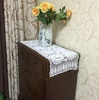 USTIDE Rustic Floral Table Runner Hand Crochet Table Doily White Cotton Lace Home Decoration for Coffee Table Dresser Cabinet 15"X59" - Image 2