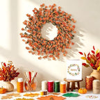 24in Fall Wreaths for Front Door Handcrafted Paper Flower Wreath - Image 6