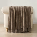EverGrace Chenille Knit Throw Blanket for Couch, 50"x60", Mocha Brown - Image 5