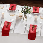 Linen Napkins Red Set of 4, Embroidered Dot and Hemstitch, 18 x 18 Inch - Image 3