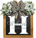 16'' Personalized Last Name Welcome Sign, Door Wreaths for Front Door Outside, Spring Wreath for Front Door Decor, Farmhouse New Home Gifts for Home (H) by Jxueych