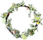 24'' Spring Summer Wreath Decoration for Front Door,Mantle, LED Lights with 8 Light Modes, Artificial Summer Floral Wreath with Easter Eggs Lambs Ear Leaves for Indoor Outdoor,Holiday Decor - Image 4