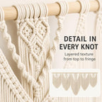 oiikain Extra Large Macrame Wall Hanging, 5-Piece Boho Decor, 73 x 32 Inch - Image 7