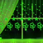 [Timer, 8 Modes] St. Patrick's Day Window Lights Decorations, 156 LED Shamrock Curtain Lights USB Powered Shamrock Lights Saint Patricks Day Decorations Indoor Lights Irish St Patrick's Day Decor by Sakayo