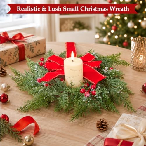 12 Pcs Mini Wreaths for Cabinets with Bow, Realistic Small Christmas Wreath - Image 3