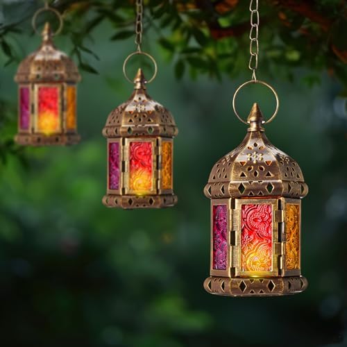 Retisee 6 Pcs Moroccan Lantern Metal Candle Holder Hanging Vintage - Image 6