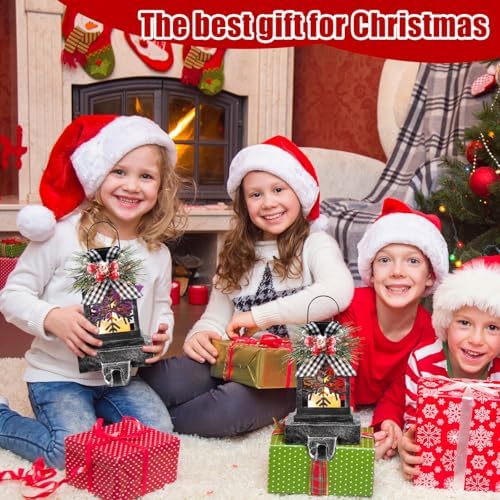 Therwen 2 Pcs Christmas Stocking Holders Lantern, LED, Snowflakes, Black - Image 4