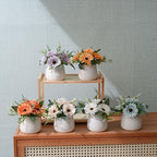LUEUR Artificial Flowers with Ceramic Pot–6PCS Fake Sunflowers in Vase - Image 5