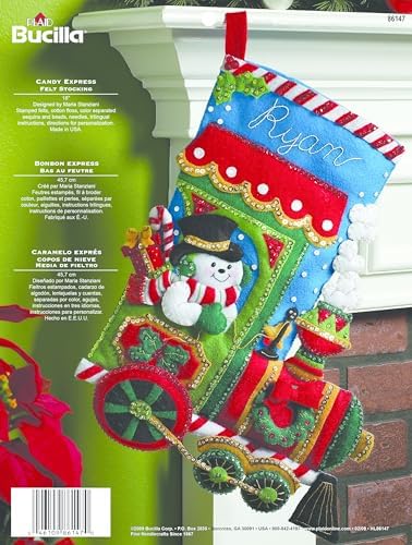 Bucilla Candy Express Christmas Stocking Felt Applique Kit, 86147 18-Inch, (418717) by Bucilla
