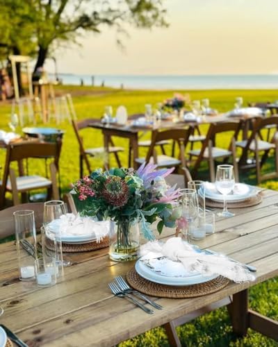 Pesonlook 24 Pcs White Cotton Linen Napkins with Fringe, 16x16 Inches - Image 7