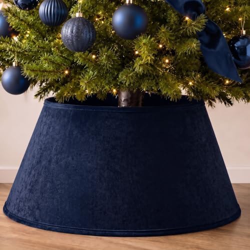 Skylety Navy Blue Velvet Christmas Tree Collar 24‘’ Tree Base Cover by Skylety