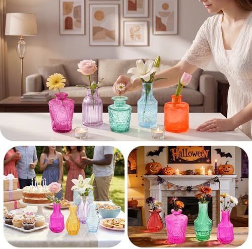 Glass Bud Vases in Bulk Small Mini Colorful Vase for Flowers 17pc - Image 2