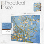 Set of 4 Heat Resistant Cork Placemats for Dining Table with Free Set of 4 Matching Drink Coasters Van Gough Blue Botanical Design 16 x 12 Inches Cork Backed Hard Placemats (Almond Blossoms) - Image 7